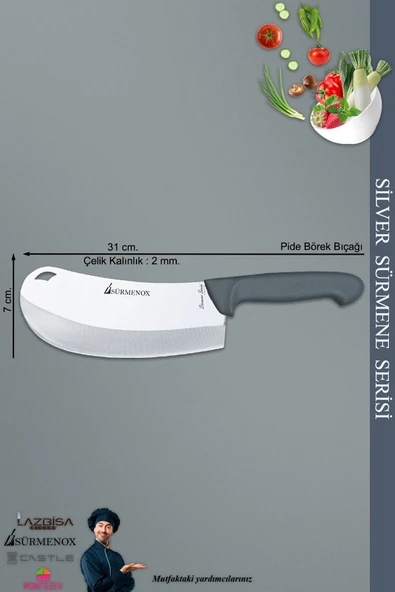 Sürmene Silver Serisi Gri Sap Mutfak Bıçak Seti Pide Börek Pizza Salata Bıçağı (srm-014) - 2