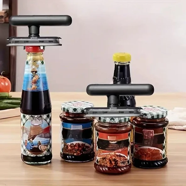 Valkyrie Ayarlanabilir Ergonomik Evrensel Kavanoz Pet Şişe Kapağı Açıcı Güçlü Tutuş Kaydırmaz Sap - 6