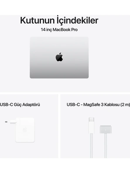 Apple MacBook Pro M4 Pro 24GB 512GB SSD macOS 14" Taşınabilir Bilgisayar Gümüş MX2E3TU/A - 6