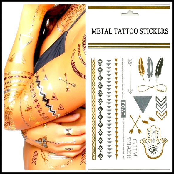Metallic Tattoo - Metalik  Geçici Dövme Şablonu - 4