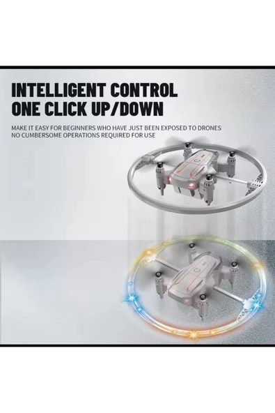 Katlanabilir Mini BK2 Drone Optik Akışlı LED Işıklı Tek Tuş Kalkış Katlanabilir Tasarım  RC Uzaktan Kumandalı DRONE - 4