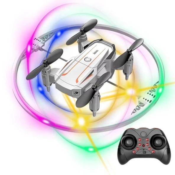 Katlanabilir Mini BK2 Drone Optik Akışlı LED Işıklı Tek Tuş Kalkış Katlanabilir Tasarım  RC Uzaktan Kumandalı DRONE