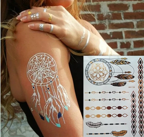Metallic Tattoo - Metalik  Geçici Dövme Şablonu - 3