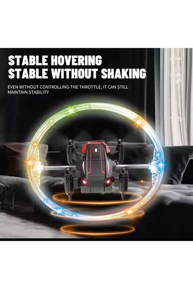 Katlanabilir Mini BK2 Drone Optik Akışlı LED Işıklı Tek Tuş Kalkış Katlanabilir Tasarım  RC Uzaktan Kumandalı DRONE - 4