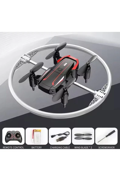 Katlanabilir Mini BK2 Drone Optik Akışlı LED Işıklı Tek Tuş Kalkış Katlanabilir Tasarım  RC Uzaktan Kumandalı DRONE - 2