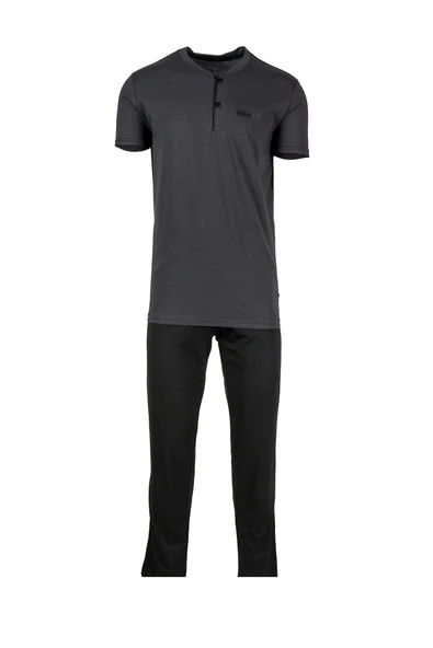 Bsm Erkek Serinleten  Düğmeli 2li Modal Pijama Takım 0753 - Resim 3