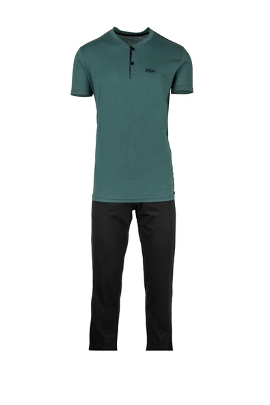 Bsm Erkek Serinleten  Düğmeli 2li Modal Pijama Takım 0753 - Resim 7