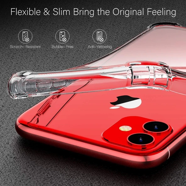 iPhone 12 Mini Uyumlu Darbe Önleyici Sararmaya Dayanıklı Airbag Korumalı Ultra Slim TPU Şeffaf Silikon Kılıf - 5