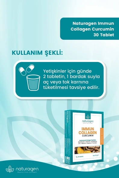 Naturagen Immun Collagen Curcumin (ZERDEÇALLI) Yeni Cam Şişe 30 Tablet - Resim 8
