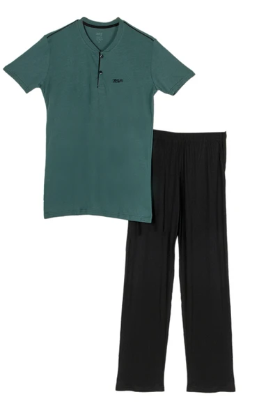 Bsm Erkek Serinleten  Düğmeli 2li Modal Pijama Takım 0753 - Resim 8