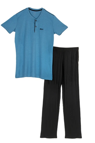 Bsm Erkek Serinleten  Düğmeli 2li Modal Pijama Takım 0753 - Resim 2