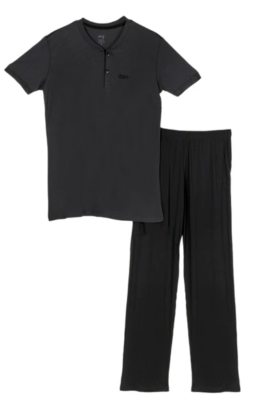 Bsm Erkek Serinleten  Düğmeli 2li Modal Pijama Takım 0753 - Resim 4