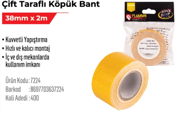 Çift Taraflı Köpük Bant 38mm x 2m