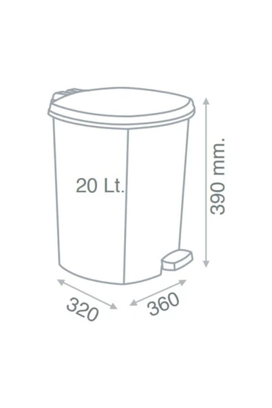 Ayak Pedallı Krom Metal Görünüm Çöp Kovası 20 Litre Büyükboy Çıkabilen Iç Kova Ø33 H:40 Geniş Hazne - 2