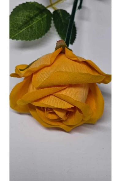 Yapay Kadife Gül 10 Adet SARI 50 cm VazoDekor Gelin Çiçeği ev Süsü - 1