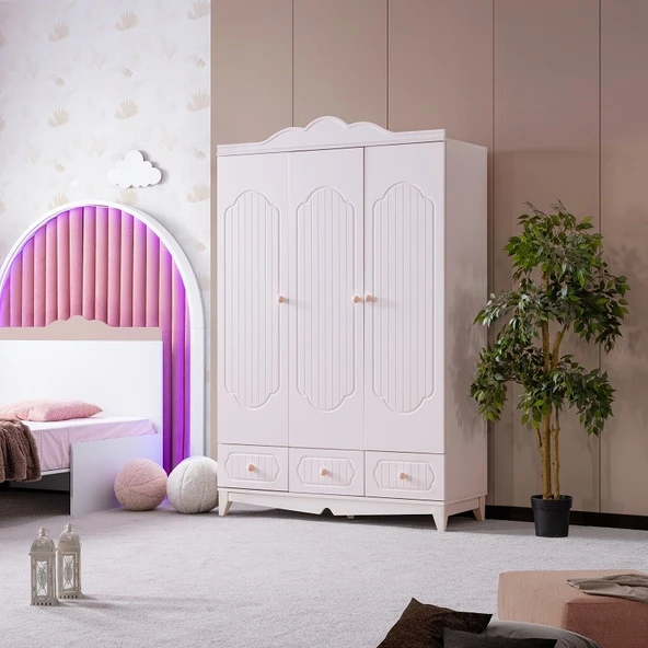 FLOWER BEBEK ODASI TAKIMI - BEYAZ PEMBE - Resim 2