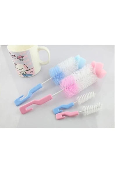 Bebek Biberon Temizleme Fırça Seti Sıcak Su Ile Temizlenir Kolay Pratik Kullanım - 4