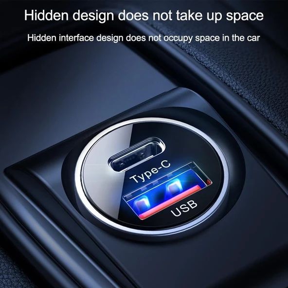 Joyroom 30W Mini PD+QC3.0 Çift Bağlantı Hızlı Araç Şarj Cihazı - 7