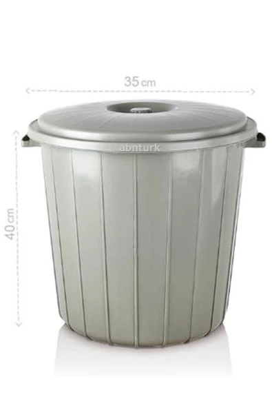 25 litre Yuvarlak Kapaklı Çöp Kovası Sağlam Kaliteli Plastik Büyükboy Çöp Kutusu Ø35 H:40 Su Kovası