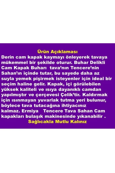 Tencere Tava Sahan Için Buhar Delikli Temperli Z Tipi Cam Kapak 38 Cm - 5