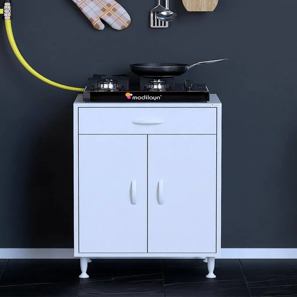 Modilayn QPLAS (L) Set Ocak Altı Dolap 65x88x56 cm Çekmeceli, Kapaklı 2 Göz Raf Bölmeli - Resim 2