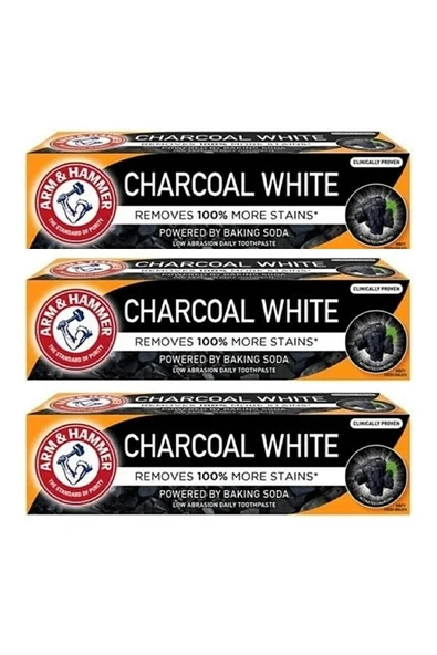 Arm & Hammer Kömür Beyaz Charcoal White Diş Macunu 75 Ml X 3 Adet