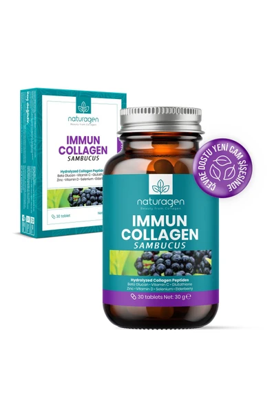 Naturagen Immun Collagen Sambucus (KARAMÜRVER) Yeni Cam Şişe 30'lu Tablet ürün görseli
