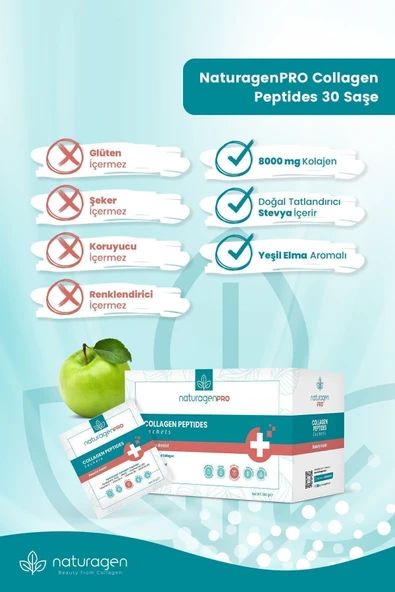 Naturagen Pro Beauty Collagen 30'lu Saşe Biotinli Yeşil Elma Aromalı - Resim 3