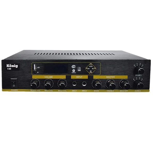 König K-90 2 Zonlu 100 Watt Usb-Bluetooth-2 Bölgeli 2 Mik. Giriş Trafolu Anfi - Resim 2