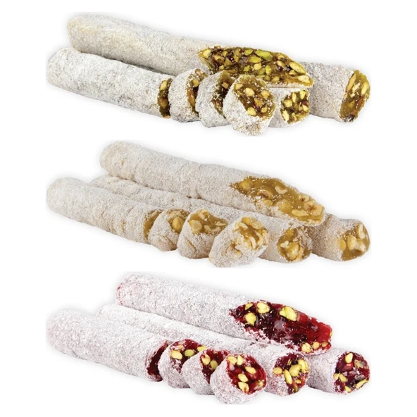 Karışık Rulo Lokum (Antep Fıstıklı - Fındıklı - Narlı)