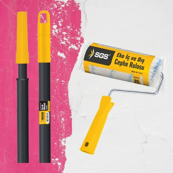 SGS EKO İÇ-DIŞ BOYA RULOSU 25 CM & ÇELİK UZATMALI SIRIK 2 METRE 2 KADEMELİ