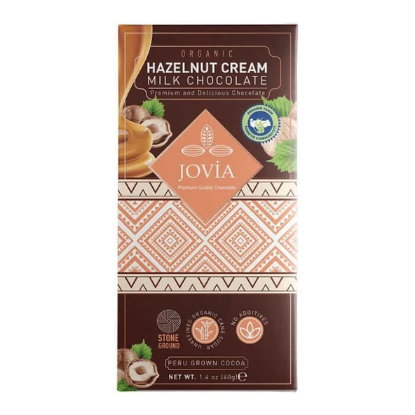 Jovia Organik Sütlü Çikolata - Fındık Kremalı 40gr