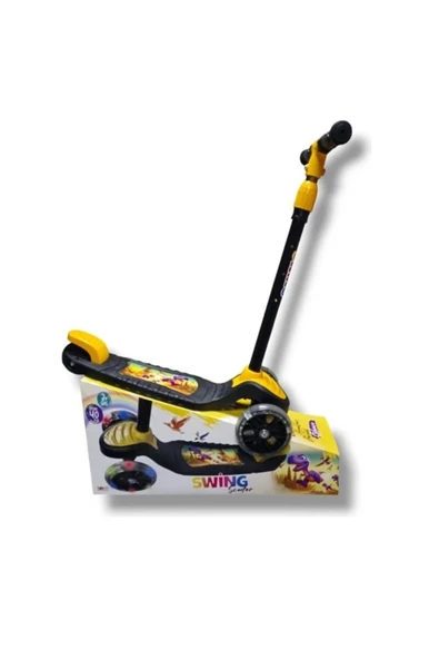 Işıklı 3 Tekerlekli Çocuk Scooter – 3 Kademeli Yükseklik Ayarı - Sarı