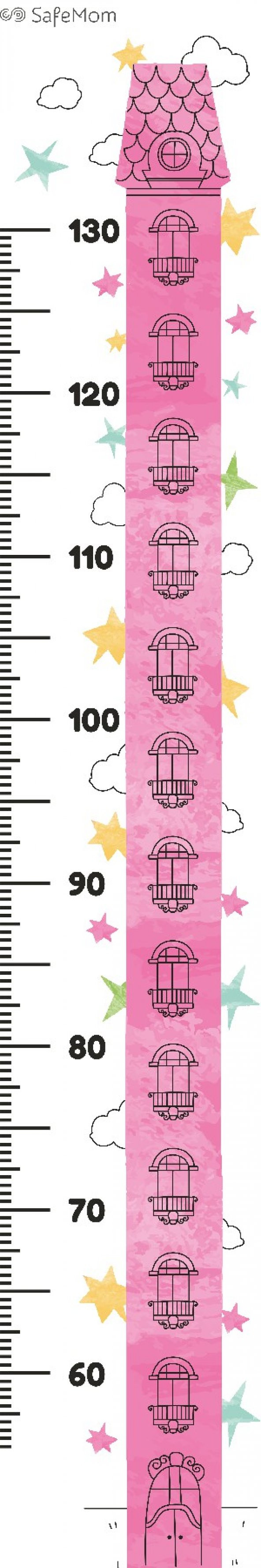 Safemom - Stickerlı Boy Cetveli - Pembe Şato - 2