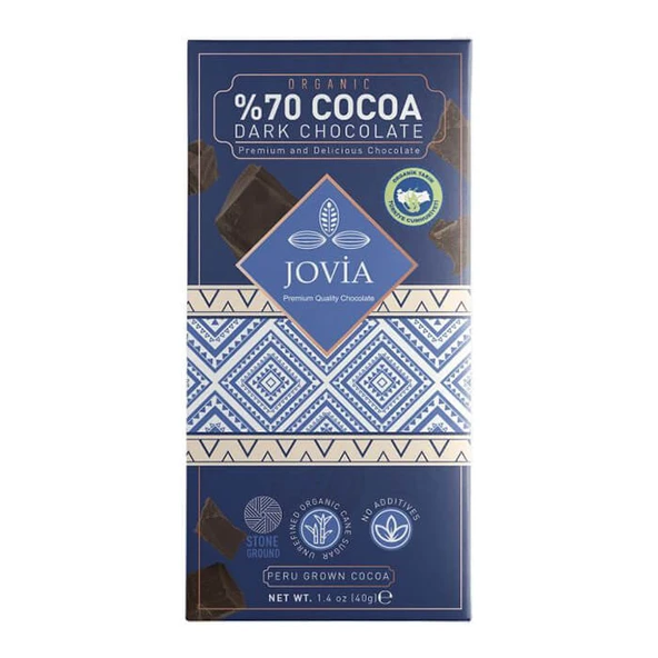 Jovia Organik %70 Bitter Çikolata - Sade 40gr