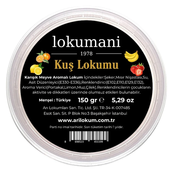Kuş Lokumu 150 Gr (Çilek - Limon - Muz - Portakal) - 2