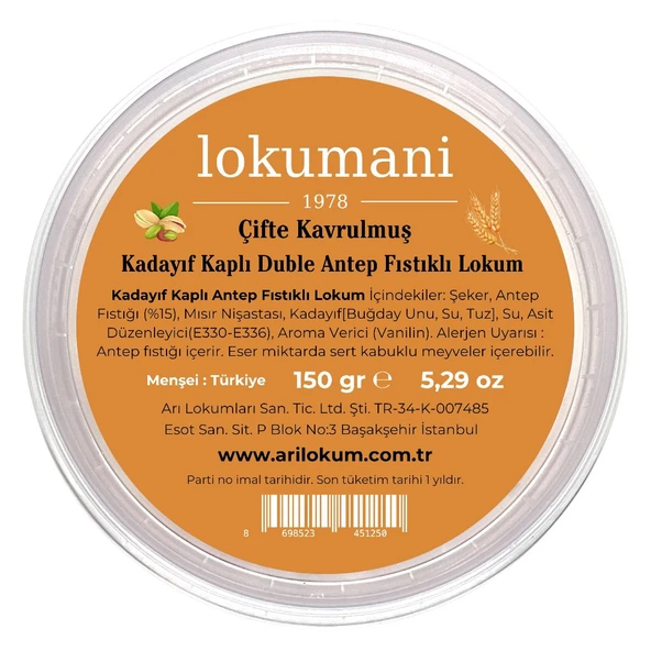Kadayıf Kaplı Çifte Kavrulmuş Antep Fıstıklı Lokum 150 Gr - 2