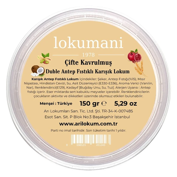 Çifte Kavrulmuş Karışık Antep Fıstıklı Lokum 150 Gr - 2