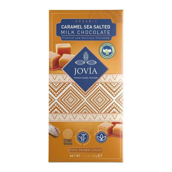 Jovia Organik Sütlü Çikolata - Karamel&Deniz Tuzlu 40gr