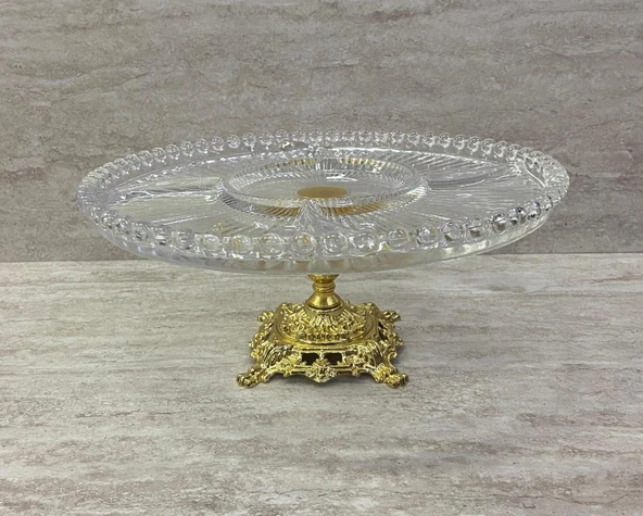 Ayaklı Dekoratif Cam Çerezlik Meyvelik Sunumluk 5 Bölmeli - 2