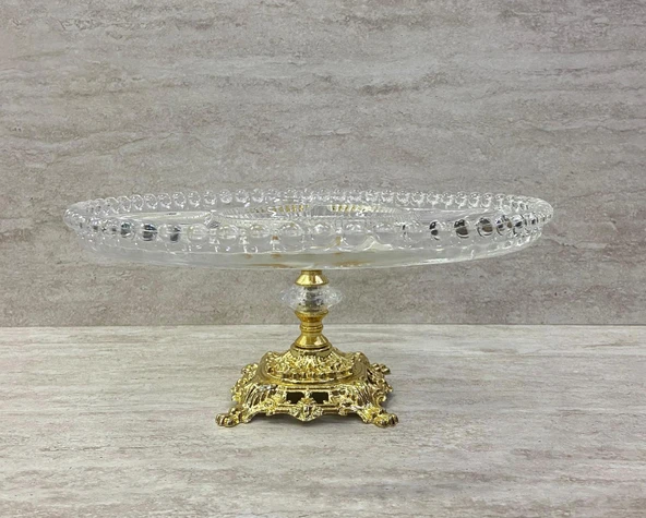 Ayaklı Dekoratif Cam Çerezlik Meyvelik Sunumluk 5 Bölmeli - 5