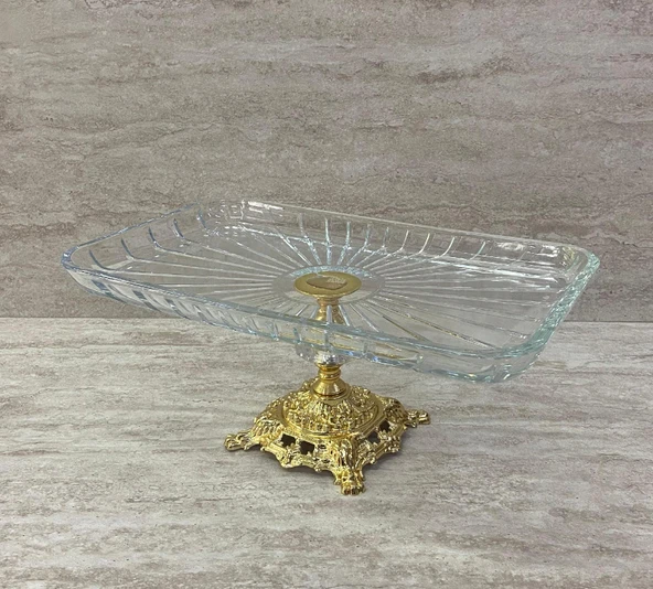 Ayaklı Dekoratif Cam Çerezlik Meyvelik Sunumluk - 7