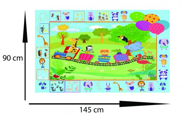 Safemom - Bebek Çocuk Oyun Matı Oyun Halısı 90x145 cm - Animals - Bebek Halısı