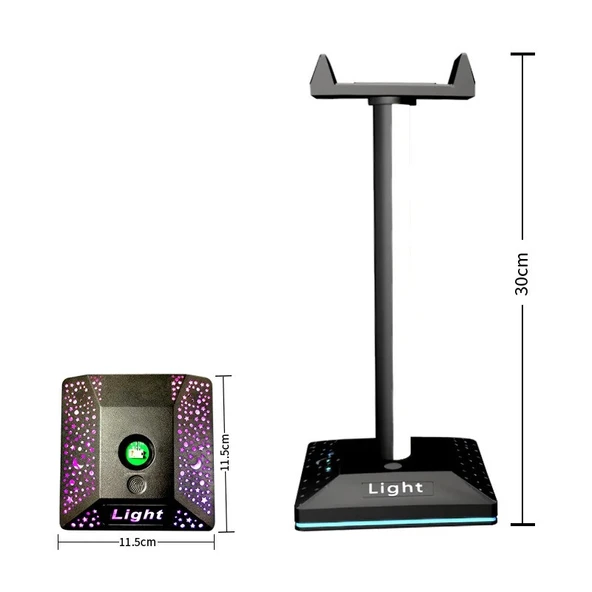 RGB Gaming Kulaklık Standı LED Aydınlatma USB Type-C Giriş 10 Renk Efekt Şık Çok Fonksiyonlu Tasarım - 2