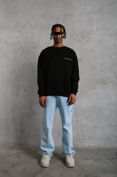 Erkek Baskılı Sweat - Siyah - 3
