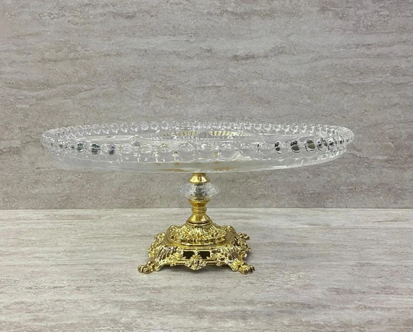 Ayaklı Dekoratif Cam Çerezlik Meyvelik Sunumluk 5 Bölmeli - 6