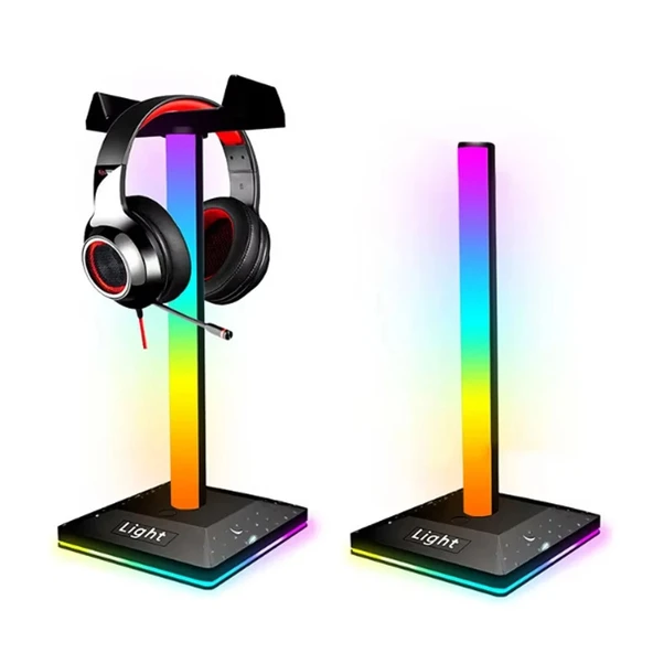 RGB Gaming Kulaklık Standı LED Aydınlatma USB Type-C Giriş 10 Renk Efekt Şık Çok Fonksiyonlu Tasarım - 3