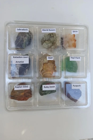 Doğal Taş Koleksiyonu, 9 Parça Bölmeli Kutuda DTK-9 - 2