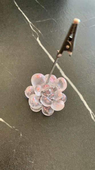 Şeffaf Epoksi Pembe Renkli Glitterli Sukulent Şekil Kağıt Tutacağı Notluk Epoksi El Yapımı Hediyelik - 2
