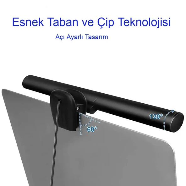 Laptop PC Monitör Işığı Göz Koruyucu USB li Kısılabilir LED Yansımasız 3 Renk Modlu Işık Çubuğu - 6